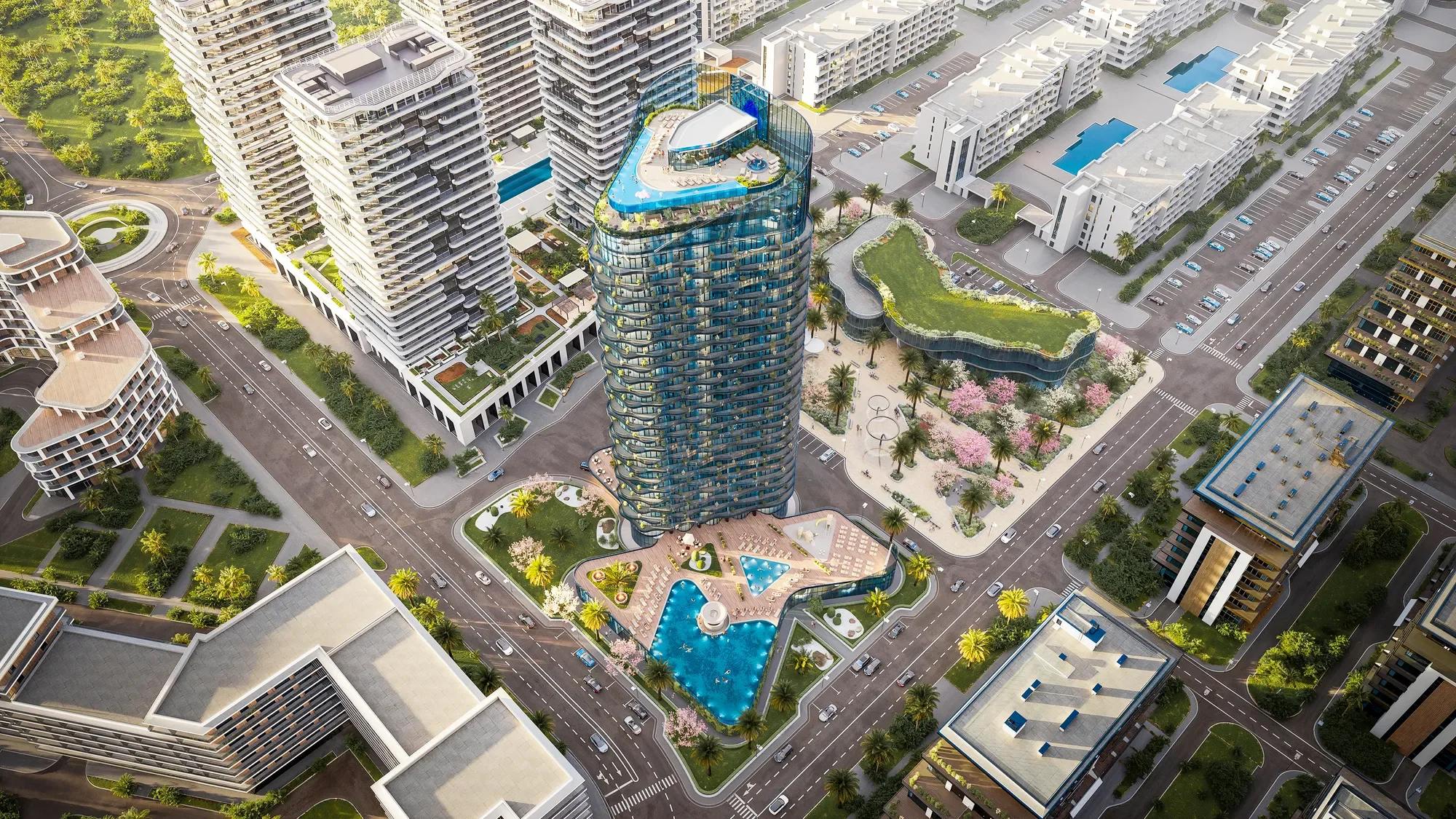 Башня Digital Residence в квартале Sea Breeze, вид сверху